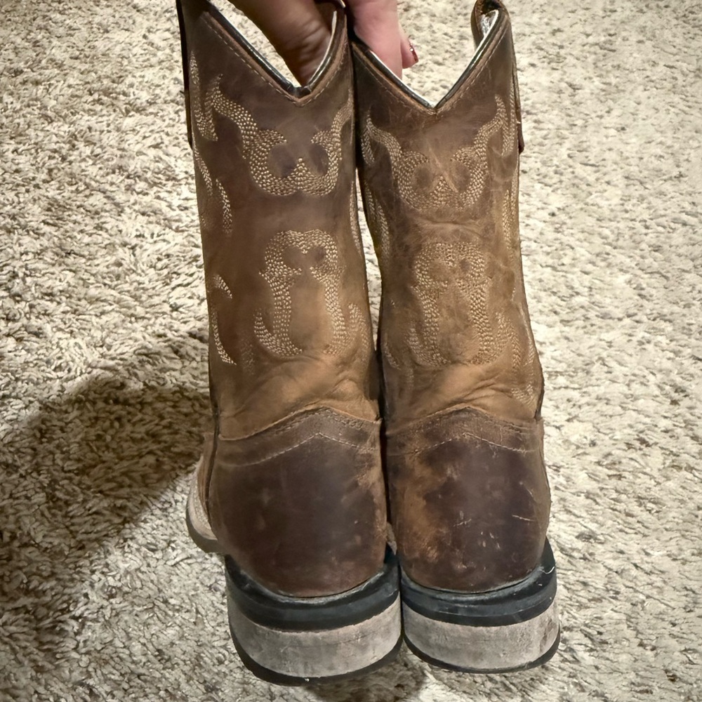 Old West Brown Kids Cowboy Boots - Picture 4 of 7